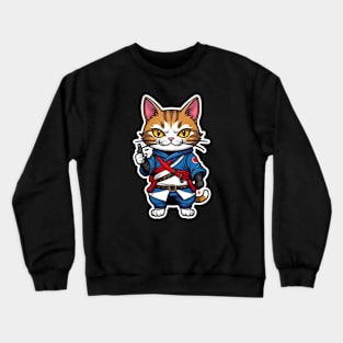 Cool cat assasin samurai Japan Crewneck Sweatshirt